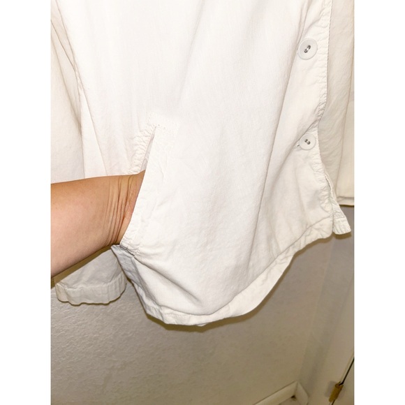 EILEEN FISHER Italian Linen Blend collared Shirt Jacket SZ: Large - Picture 6 of 10